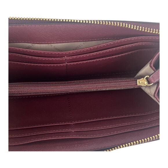 Michael Kors Dark Cherry Large Wallet 4 inches by 8.5 inches Zip Around - Picture 4 of 4